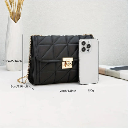 Bolso Transversal de Mujer en Matelassé con Cierre Dorado Modelo Lumière Noir
