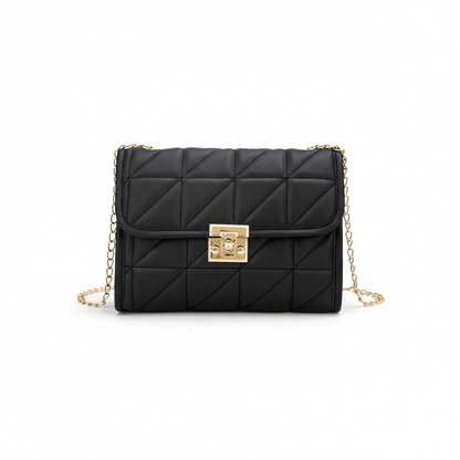 Bolso Transversal de Mujer en Matelassé con Cierre Dorado Modelo Lumière Noir