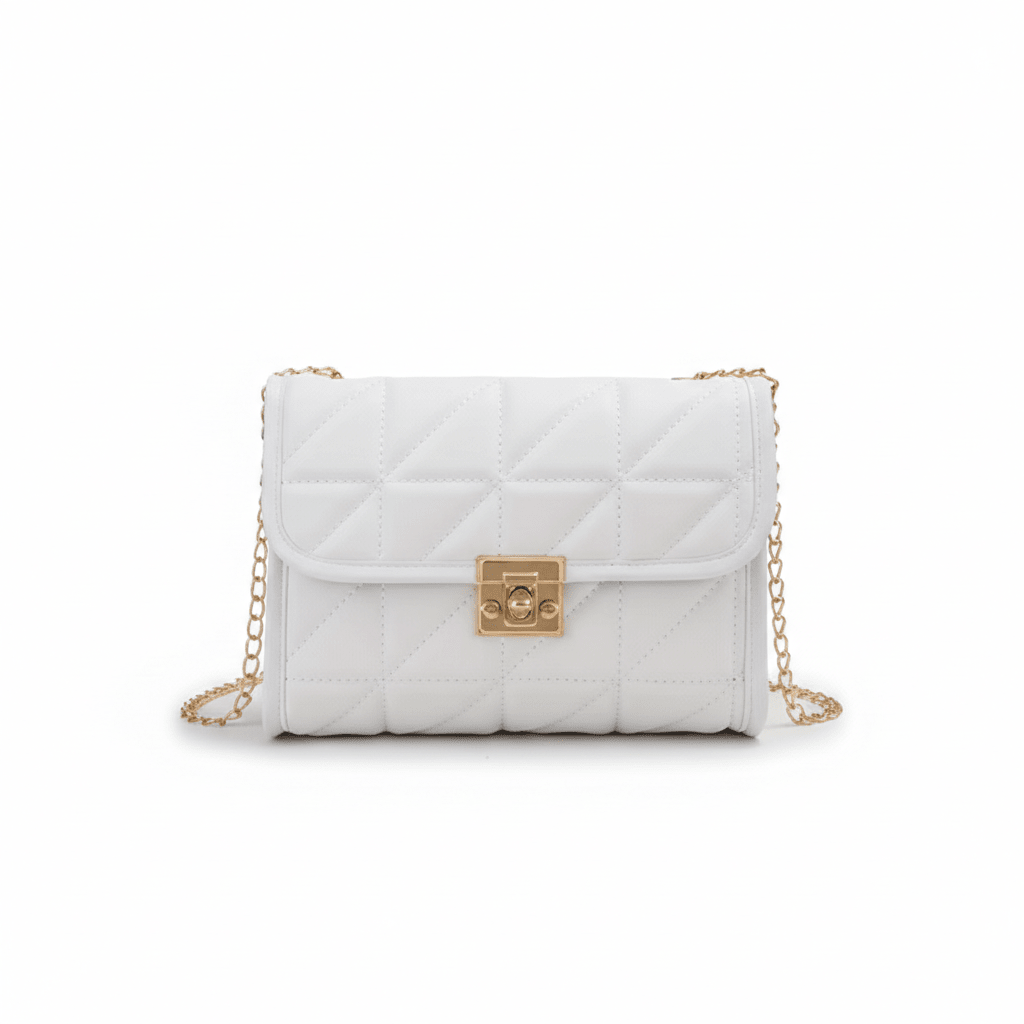 Bolso Transversal de Mujer en Matelassé con Cierre Dorado Modelo Lumière Noir