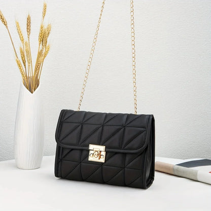 Bolso Transversal de Mujer en Matelassé con Cierre Dorado Modelo Lumière Noir